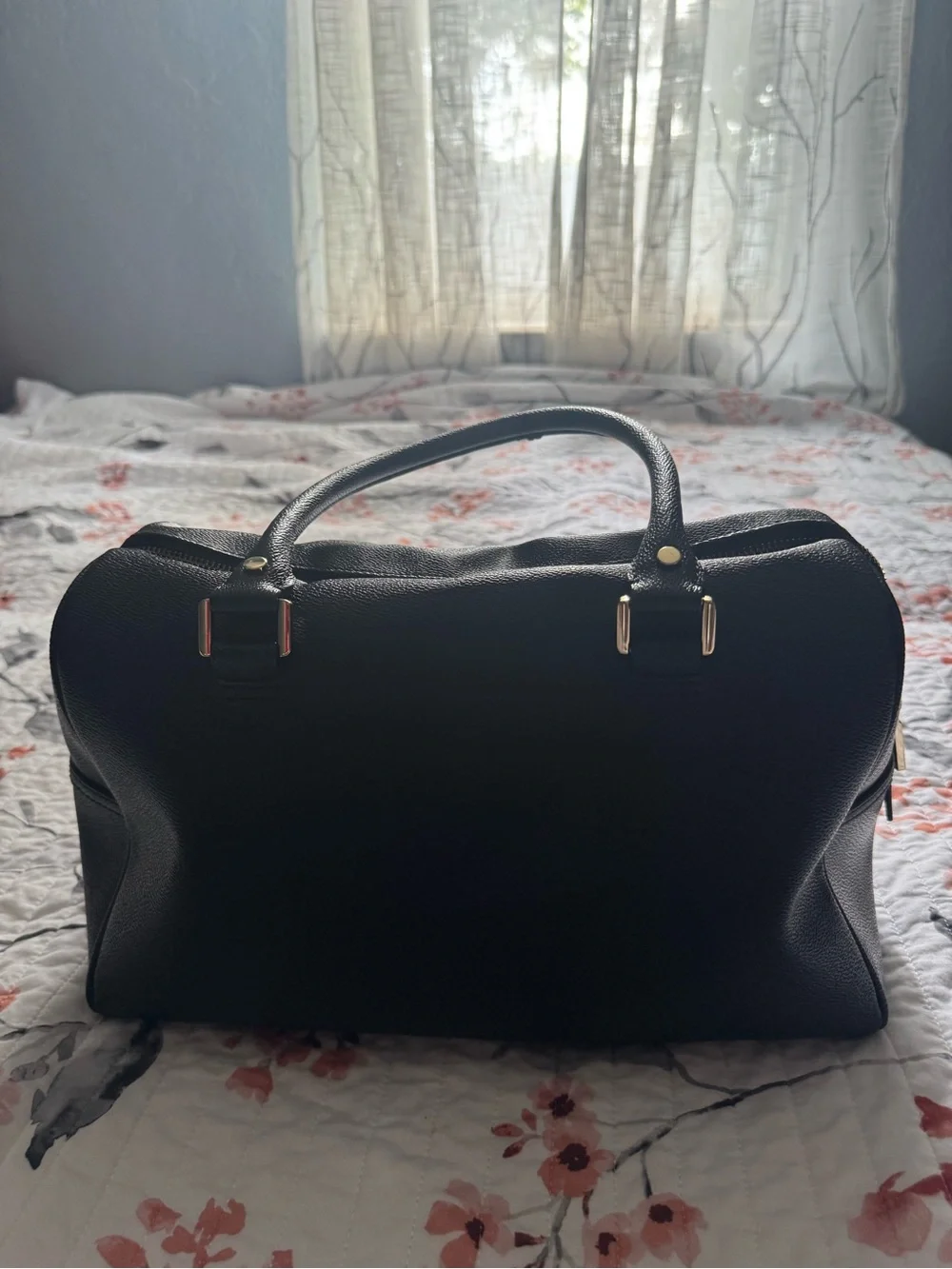 Tory Burch Black Leather Satchel With Gold Logo Hardware